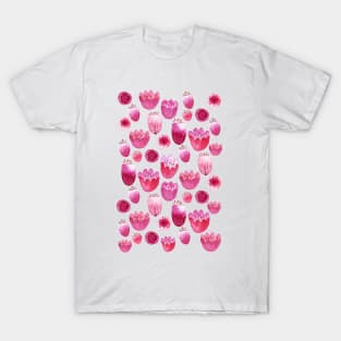 Pink Watercolor Flowers and Blossoms T-Shirt